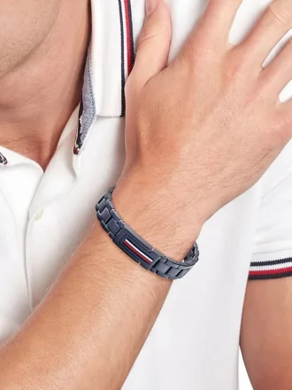 Bracciale in acciaio inossidabile con strisce a bandiera