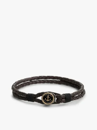 Bracciale in pelle intrecciata in stile nautico