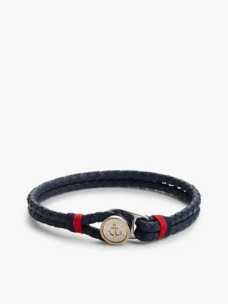 Bracciale in pelle intrecciata in stile nautico