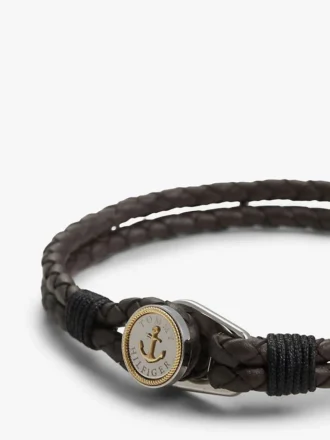 Bracciale in pelle intrecciata in stile nautico