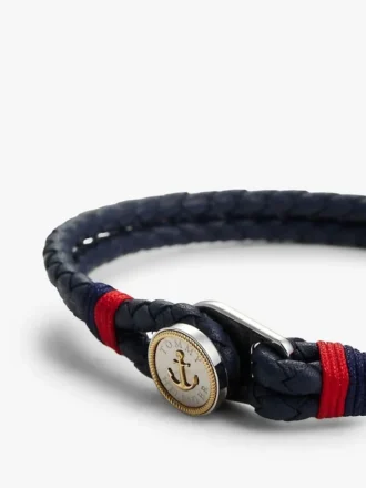 Bracciale in pelle intrecciata in stile nautico