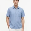 Camicia a maniche corte in misto lino, vestibilità regolare per pantaloncini Camicia a maniche corte in misto lino, vestibilità regolare per pantaloncini