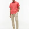 Camicia a maniche corte in misto lino, vestibilità regolare per pantaloncini Camicia a maniche corte in misto lino, vestibilità regolare per pantaloncini
