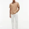 Camicia a maniche corte in misto lino, vestibilità regolare per pantaloncini Camicia a maniche corte in misto lino, vestibilità regolare per pantaloncini