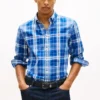 Camicia a quadri in misto lino, vestibilità regolare Camicia a quadri in misto lino, vestibilità regolare