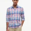 Camicia a quadri in misto lino, vestibilità regolare Camicia a quadri in misto lino, vestibilità regolare