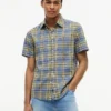 Camicia a quadri in misto lino, vestibilità regolare Camicia a quadri in misto lino, vestibilità regolare