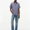 Camicia a quadri in misto lino, vestibilità regolare Camicia a quadri in misto lino, vestibilità regolare