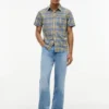 Camicia a quadri in misto lino, vestibilità regolare Camicia a quadri in misto lino, vestibilità regolare