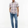 Camicia a quadri in misto lino, vestibilità regolare Camicia a quadri in misto lino, vestibilità regolare