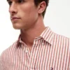 Camicia a righe in misto cotone e lino, vestibilità regolare Camicia a righe in misto cotone e lino, vestibilità regolare