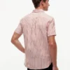 Camicia a righe in misto cotone e lino, vestibilità regolare Camicia a righe in misto cotone e lino, vestibilità regolare