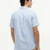 Camicia a righe in misto cotone e lino, vestibilità regolare Camicia a righe in misto cotone e lino, vestibilità regolare