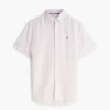 Camicia a righe in misto cotone e lino, vestibilità regolare Camicia a righe in misto cotone e lino, vestibilità regolare