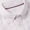 Camicia a righe in misto cotone e lino, vestibilità regolare Camicia a righe in misto cotone e lino, vestibilità regolare