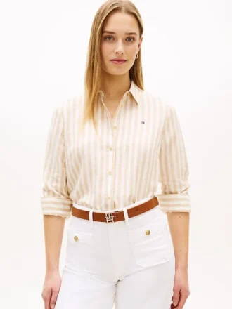 Camicia a righe in misto lino dalla vestibilità comoda