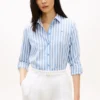 Camicia a righe in misto lino dalla vestibilità comoda Camicia a righe in misto lino dalla vestibilità comoda