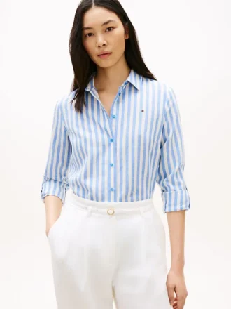 Camicia a righe in misto lino dalla vestibilità comoda