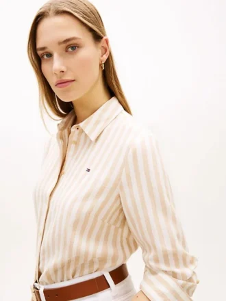 Camicia a righe in misto lino dalla vestibilità comoda