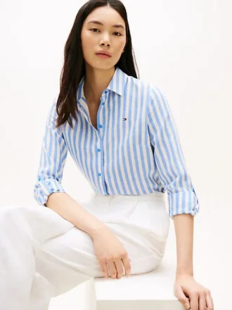 Camicia a righe in misto lino dalla vestibilità comoda