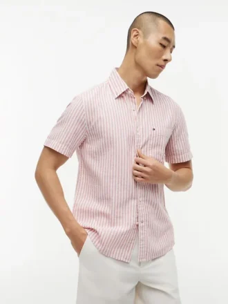 Camicia a righe in misto lino dalla vestibilità regolare