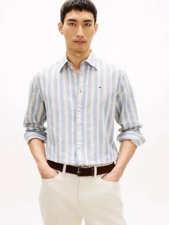 Camicia a righe in misto lino dalla vestibilità regolare