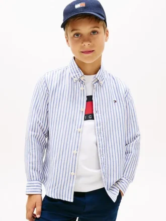 Camicia a righe in misto lino per bambini