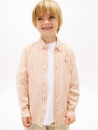 Camicia a righe in misto lino per bambini