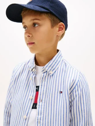 Camicia a righe in misto lino per bambini