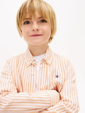 Camicia a righe in misto lino per bambini