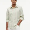 Camicia a righe in misto lino, vestibilità regolare