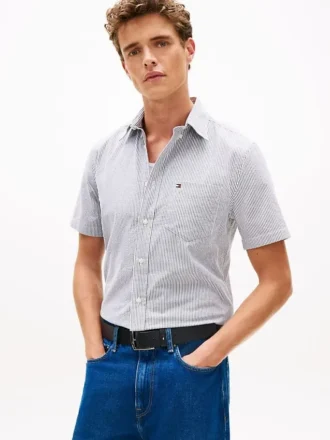 Camicia a righe in seersucker dalla vestibilità regolare