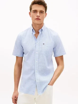 Camicia a righe in seersucker dalla vestibilità regolare