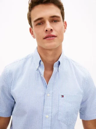 Camicia a righe in seersucker dalla vestibilità regolare