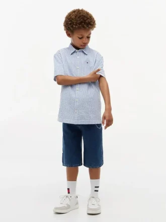 Camicia a righe in seersucker per bambino