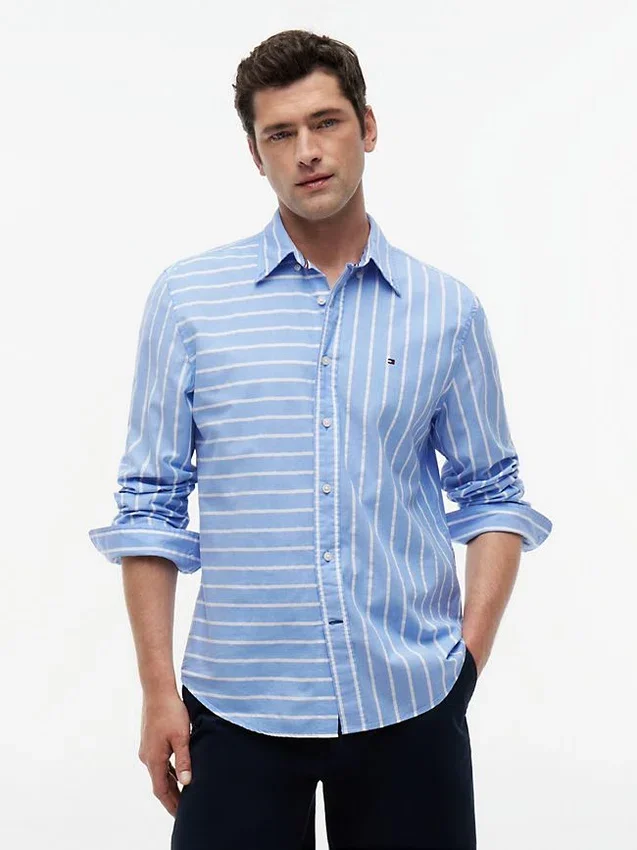 Camicia All-Day a righe miste, vestibilità regolare Camicia All-Day a righe miste, vestibilità regolare