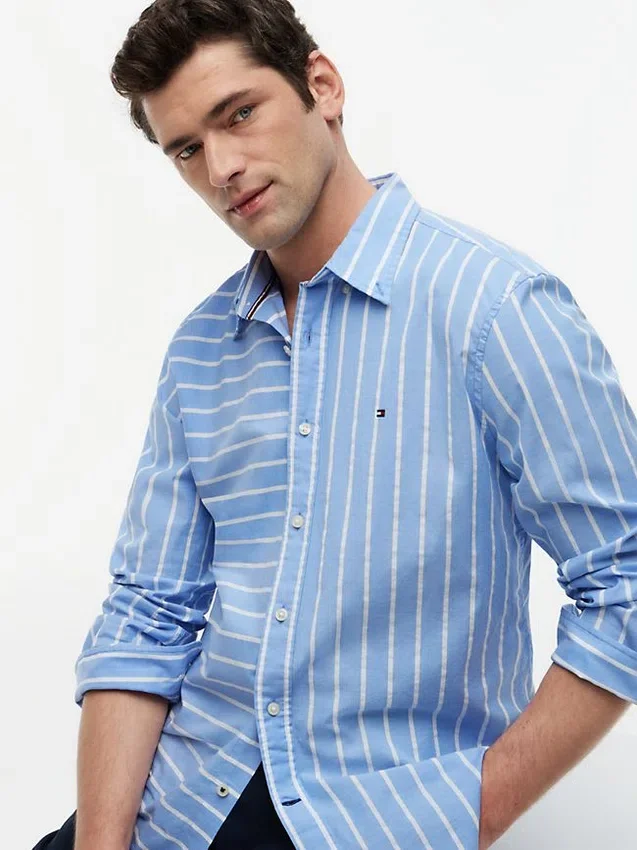 Camicia All-Day a righe miste, vestibilità regolare Camicia All-Day a righe miste, vestibilità regolare