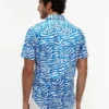 Camicia con stampa foglie di palma e effetto carta Camicia con stampa foglie di palma e effetto carta