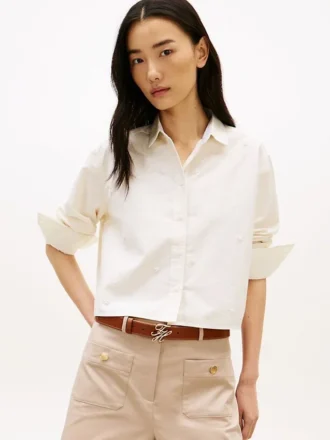 Camicia corta in popeline con decorazioni
