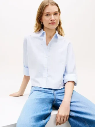 Camicia corta in popeline con decorazioni