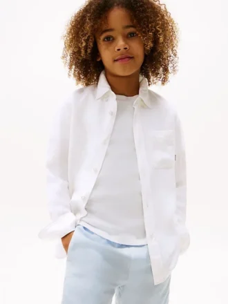 Camicia da bambino in misto lino dal taglio morbido
