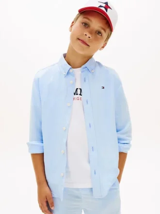 Camicia da bambino in misto lino dal taglio morbido