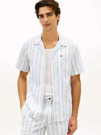Camicia da campeggio a righe in tessuto dobby, vestibilità regolare