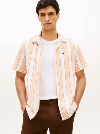 Camicia da campeggio a righe in tessuto dobby, vestibilità regolare