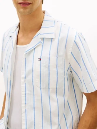 Camicia da campeggio a righe in tessuto dobby, vestibilità regolare