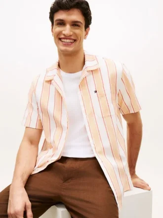 Camicia da campeggio a righe in tessuto dobby, vestibilità regolare