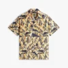 Camicia da campeggio con stampa foglie di palma e effetto carta Camicia da campeggio con stampa foglie di palma e effetto carta