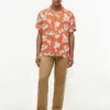 Camicia da campeggio in misto lino a fiori, vestibilità regolare Camicia da campeggio in misto lino a fiori, vestibilità regolare