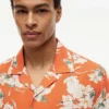 Camicia da campeggio in misto lino a fiori, vestibilità regolare Camicia da campeggio in misto lino a fiori, vestibilità regolare