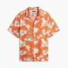 Camicia da campeggio in misto lino a fiori, vestibilità regolare Camicia da campeggio in misto lino a fiori, vestibilità regolare